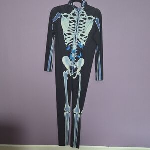 Black Skeleton Jumpsuit with Blue Accents